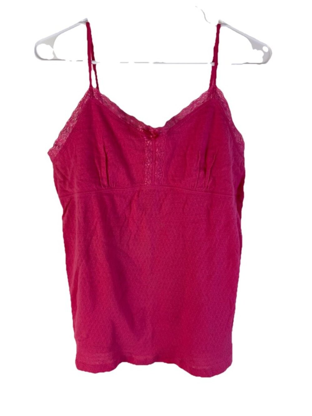 Vintage Y2K  Baby Doll Top Cami Shirt Pink Lace Trim Fairy Womens XL